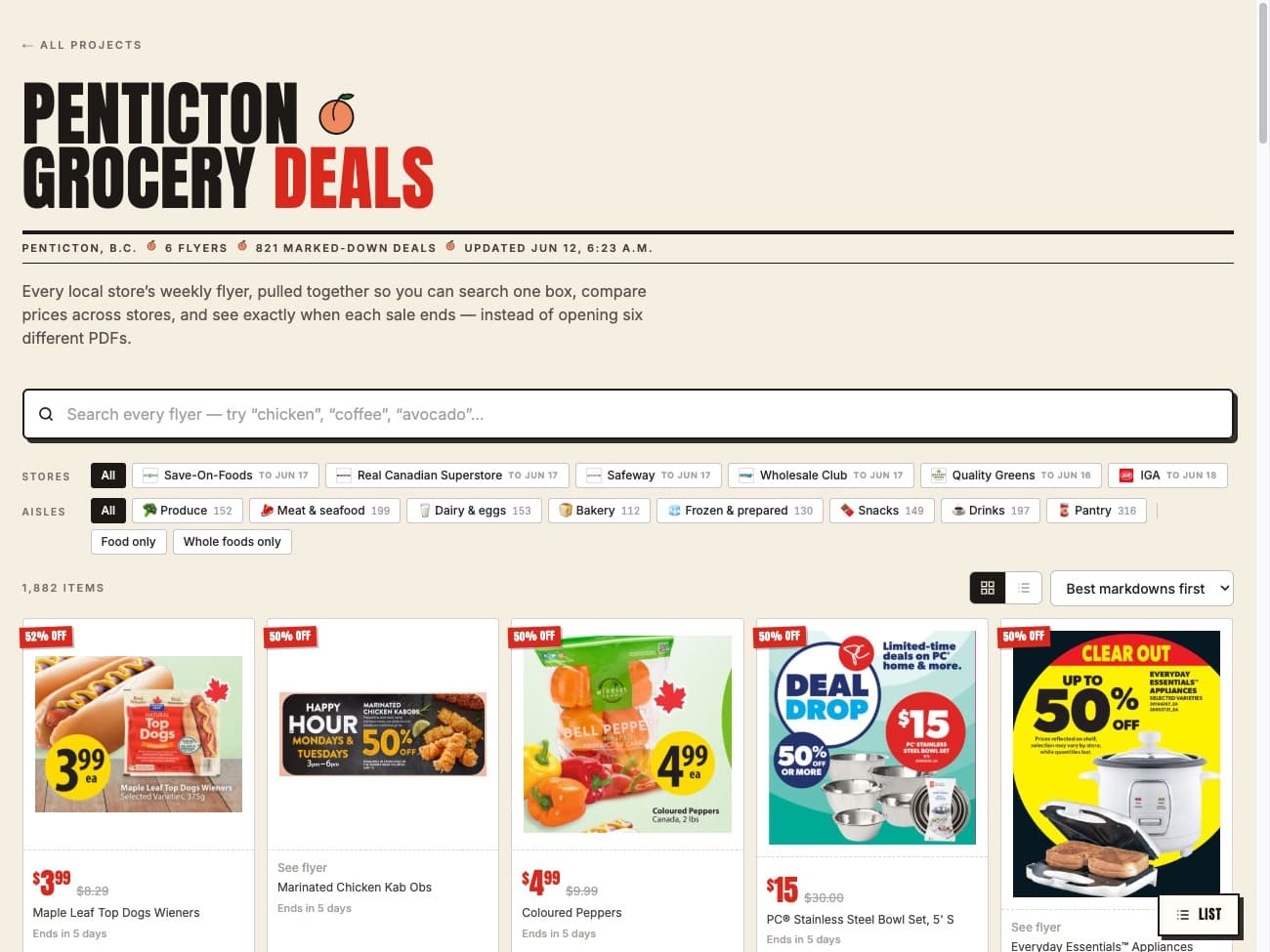 Every grocery deal in Penticton, on one page
